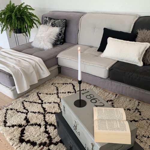 Blancahome allestimento living in stile industriale